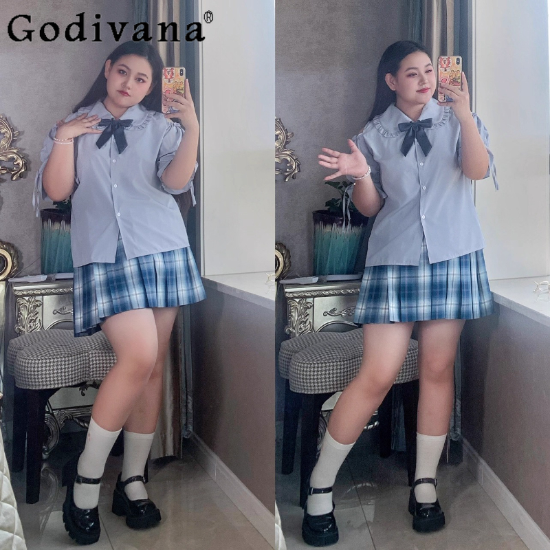 Blouse Off Shoulder - Large Size Jk Uniform Off-the-shoulder Chiffon