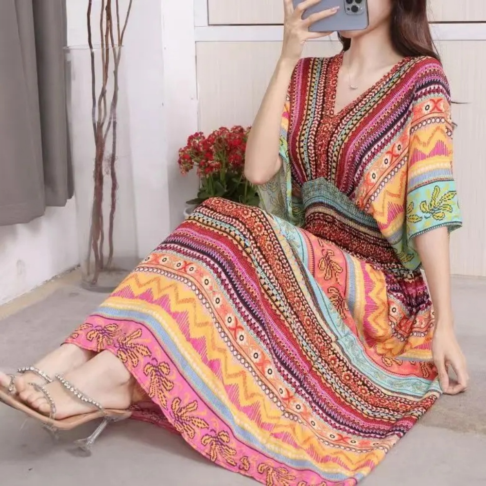 Midi Skirt Floral - Colorful Casual Holiday Dress For Women