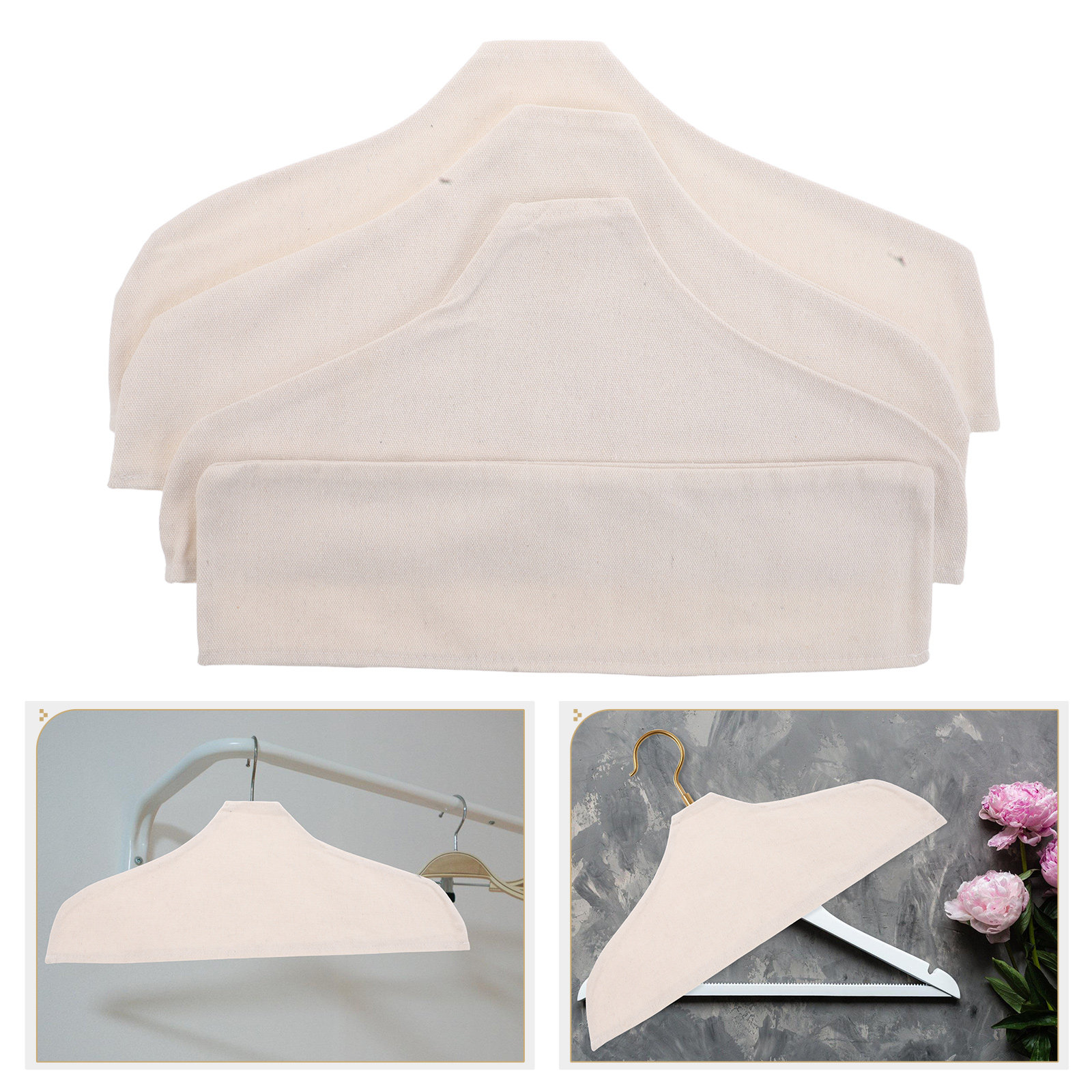 Linen Dress Wrap - 4pcs Anti Slip Hanger Cover Cotton