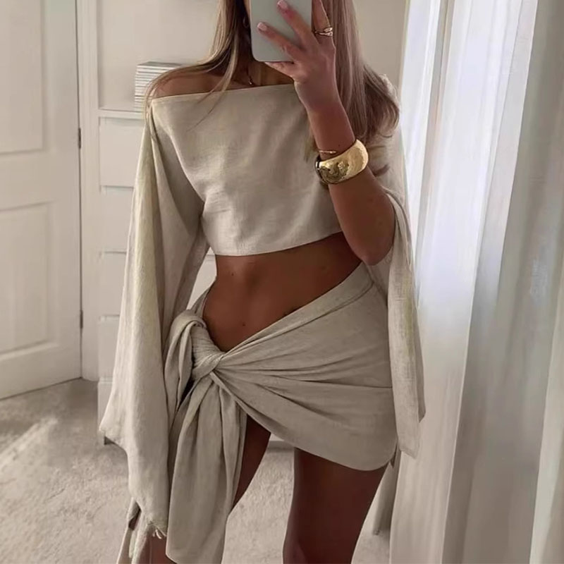 Crop Top Crochet - Women Two Pieces Sets Summer Crop