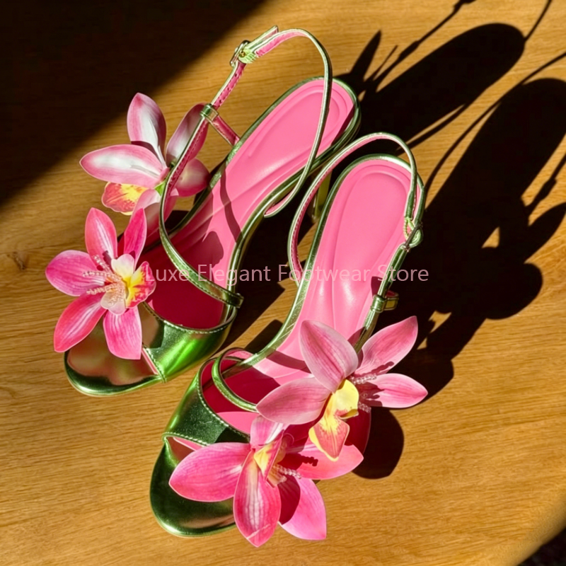 Red Flower Decor Back Strap Ho - Sandal Strappy Heeled reseña y precio