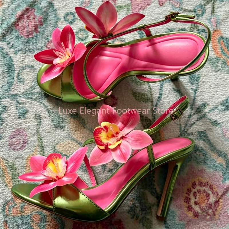 Red Flower Decor Back Strap Ho - Sandal Strappy Heeled reseña y precio
