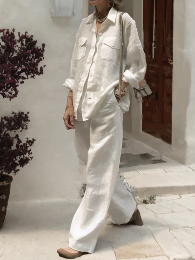 Fashion Solid Cotton Linen Shi - Linen Pant Wide reseña y precio