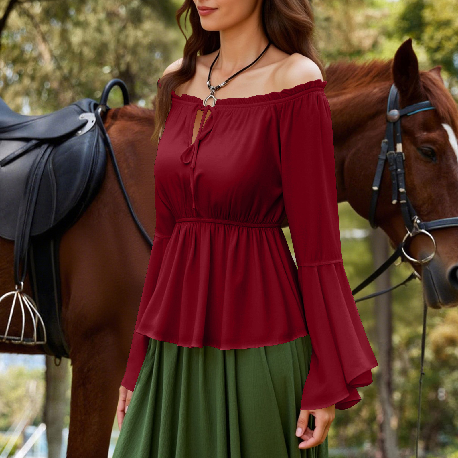 Womens Blouse Gothic Renaissan - Blouse Off Shoulder reseña y precio