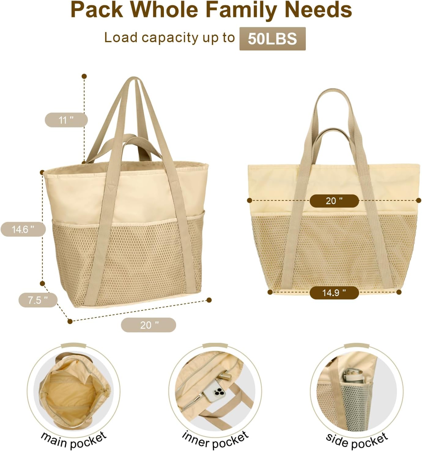 Waterproof Beach Bags for Wome - Tote Bag Beach reseña y precio