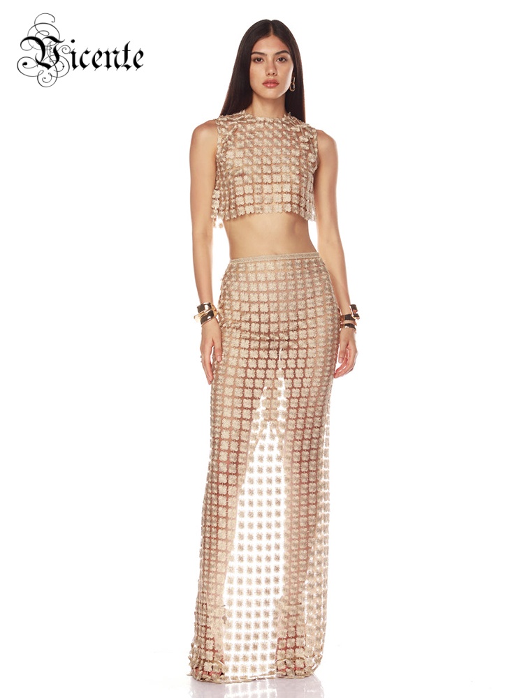 VC Stylish Beige Sleeveless Cr - Crop Top Crochet reseña y precio