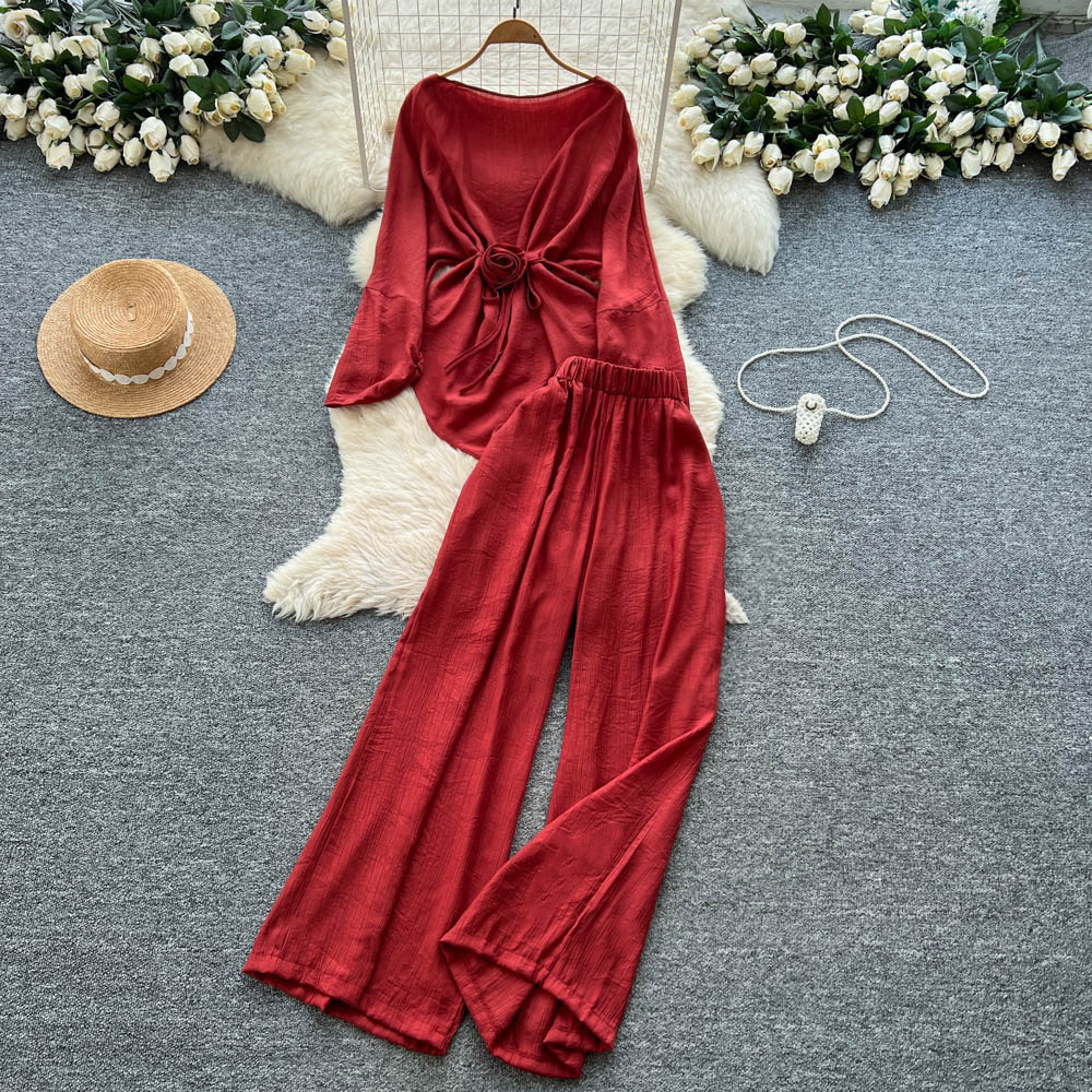 Two Pieces Women Pant Sets Sol - Linen Pant Wide reseña y precio