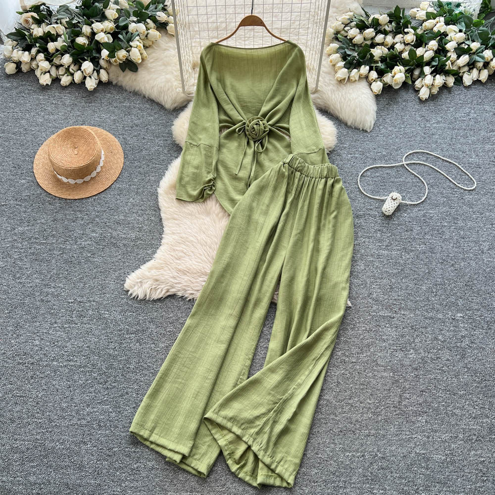 Two Pieces Women Pant Sets Sol - Linen Pant Wide reseña y precio