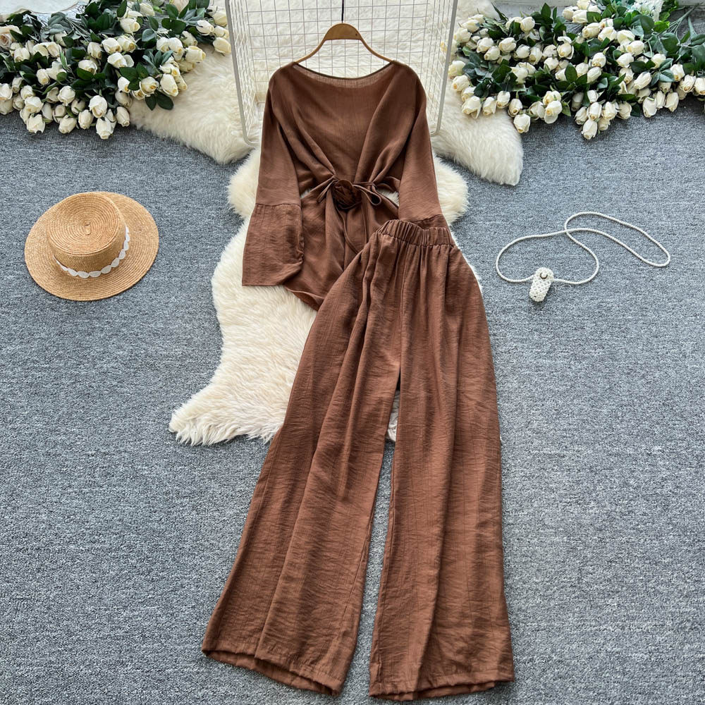 Two Pieces Women Pant Sets Sol - Linen Pant Wide reseña y precio