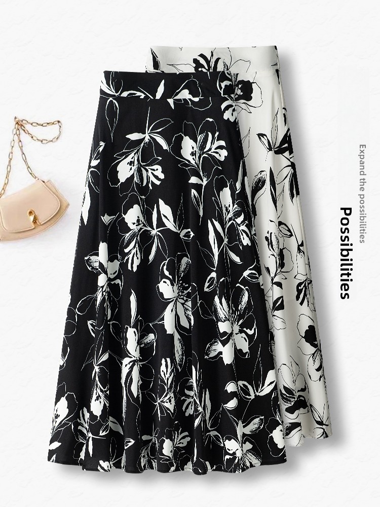 Summer Thin High Waist A-Line  - Midi Skirt Floral reseña y precio