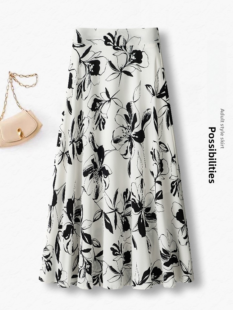 Summer Thin High Waist A-Line  - Midi Skirt Floral reseña y precio