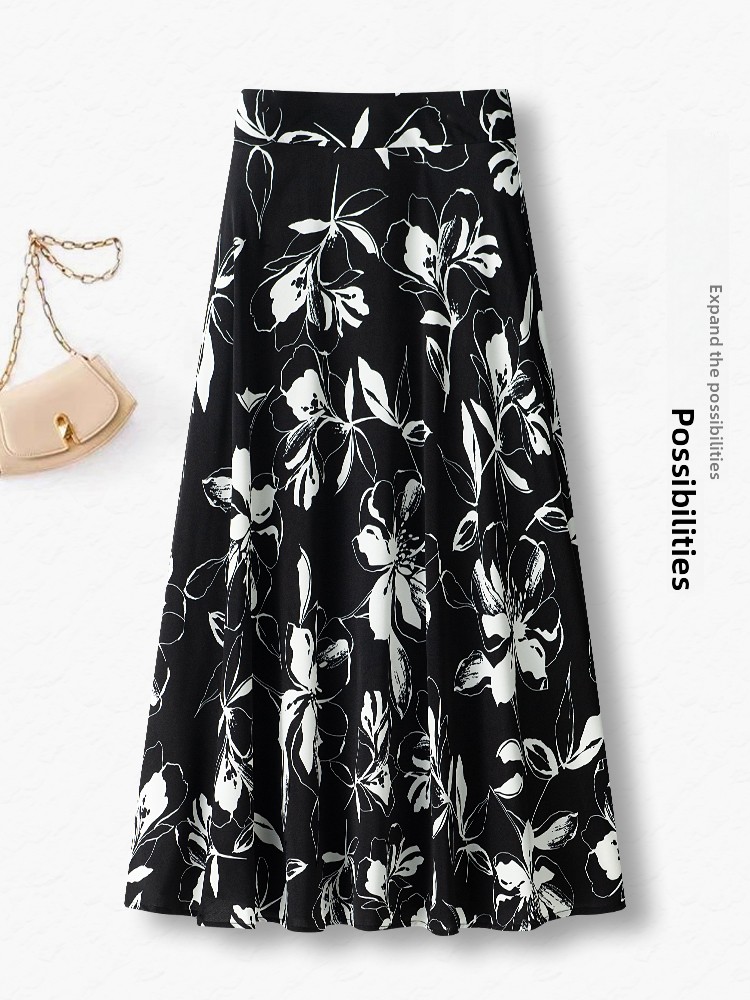 Summer Thin High Waist A-Line  - Midi Skirt Floral reseña y precio
