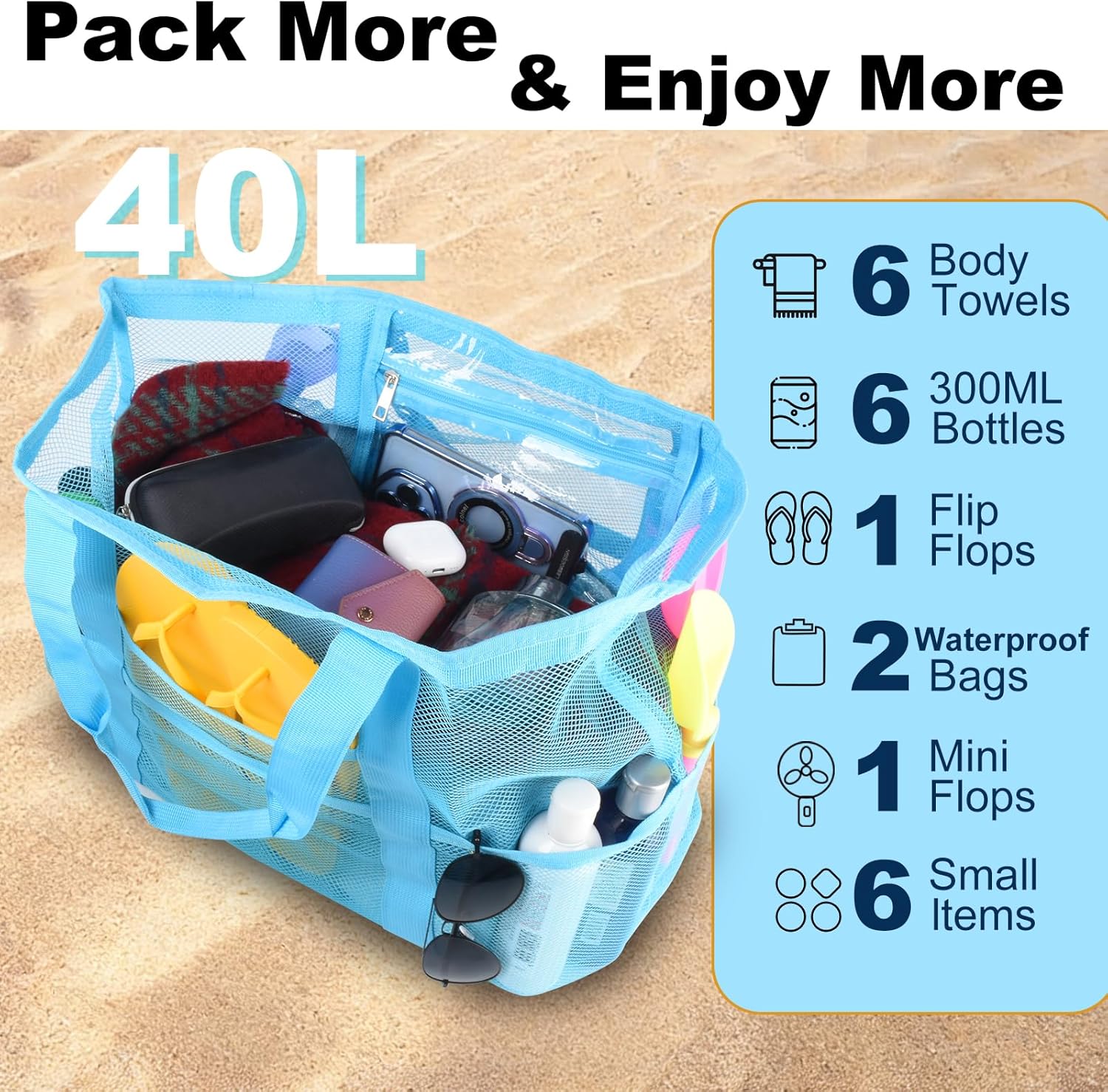 Mesh Beach Bag, Large Tote wit - Tote Bag Beach reseña y precio