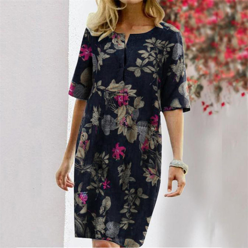 Summer Cotton Linen Printed Wo - Linen Dress Wrap reseña y precio