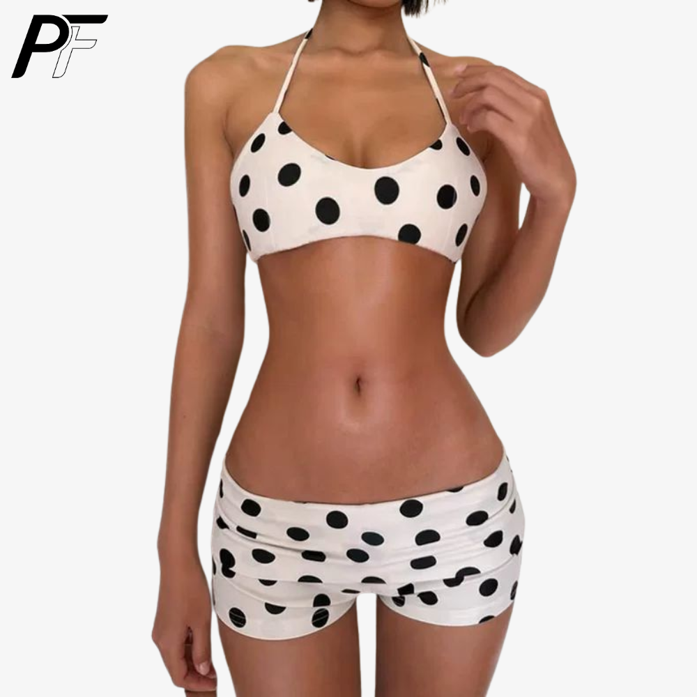 Women's Summer Polka Dot Halte - Swimsuit Bikini Ruched reseña y precio