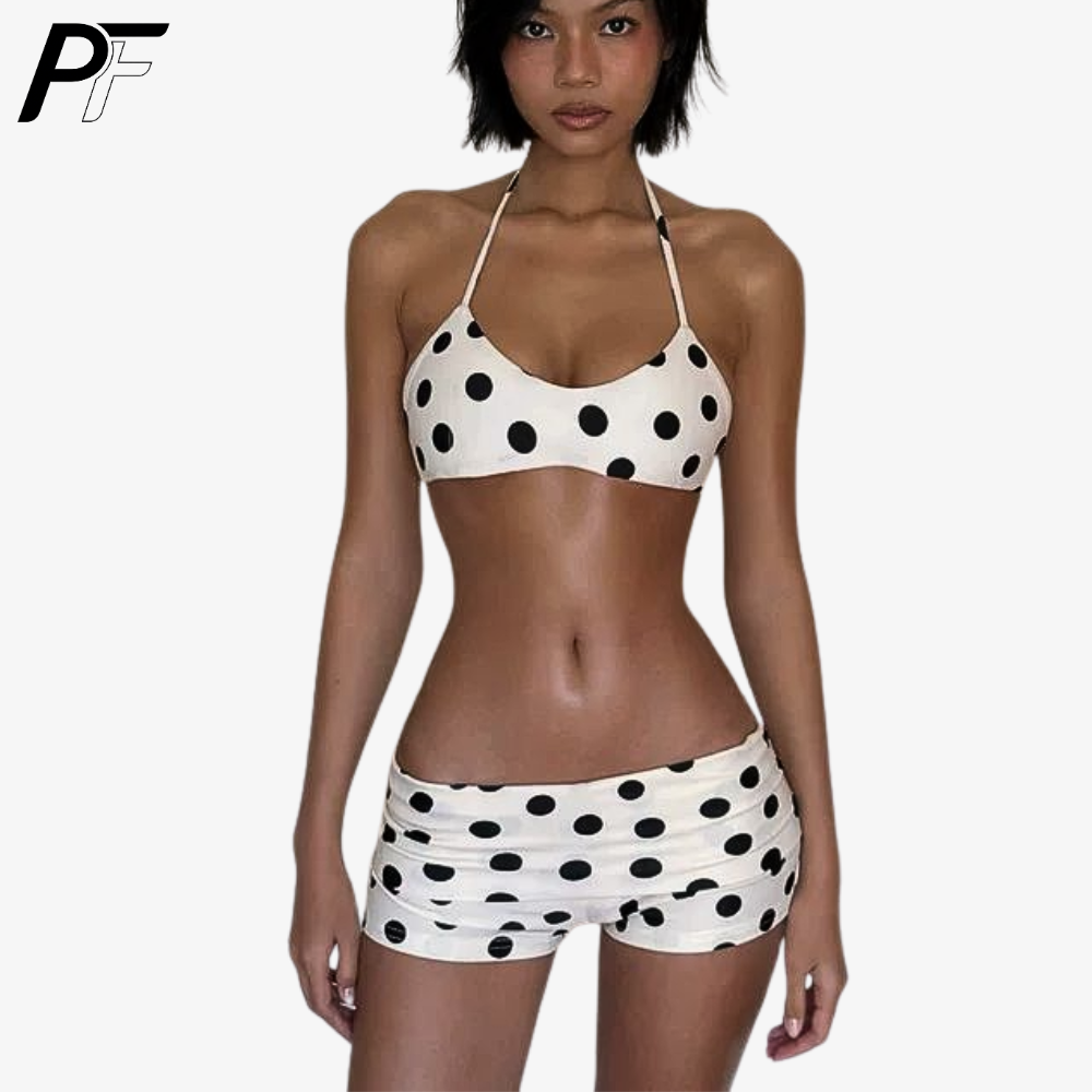 Women's Summer Polka Dot Halte - Swimsuit Bikini Ruched reseña y precio