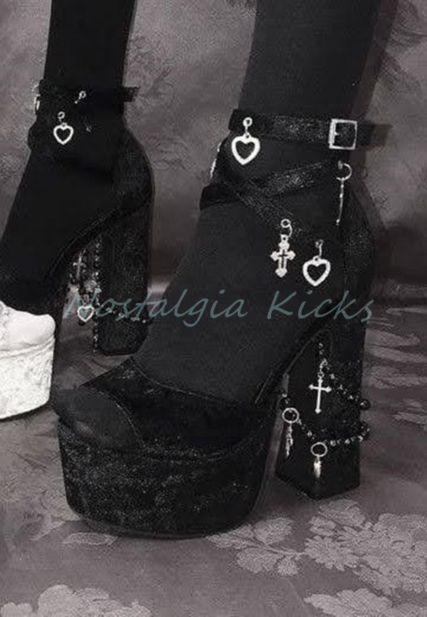 Gothic Black Velvet Platform H - Sandal Strappy Heeled reseña y precio