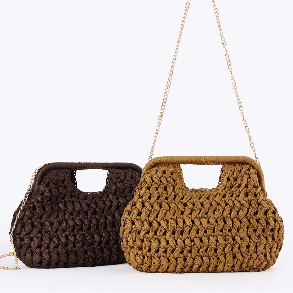 Elegant Ladies Chain Hand Knit - Crochet Bag Raffia reseña y precio