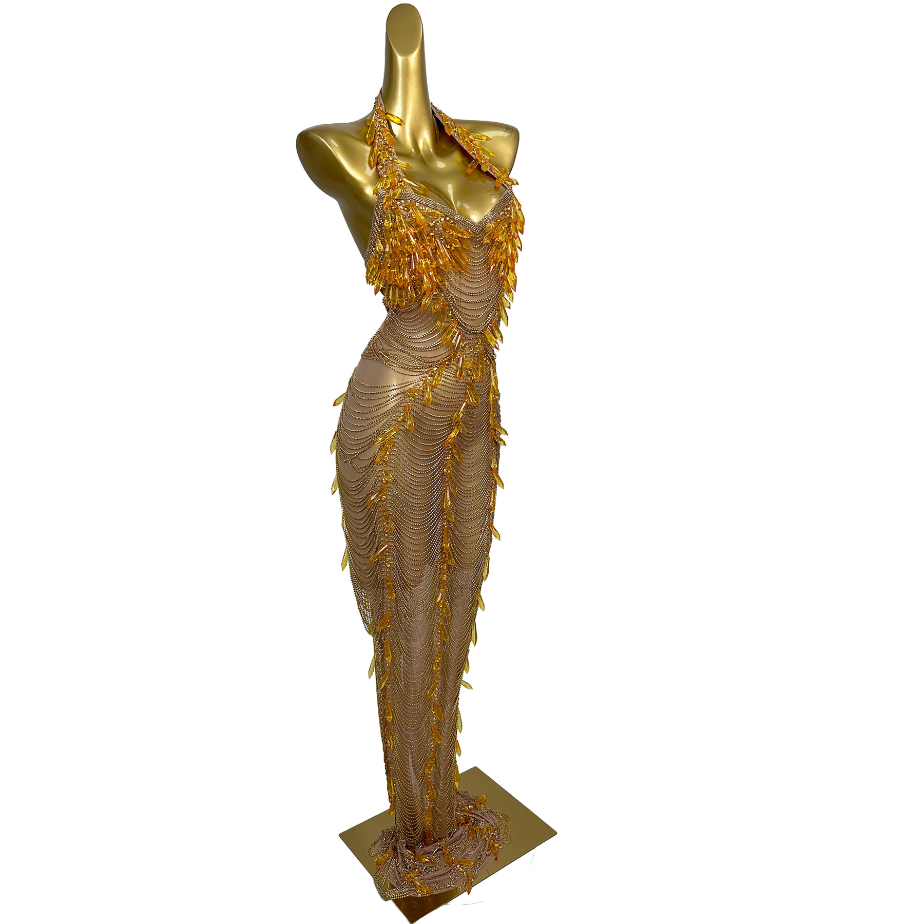 Ailisi Women Luxury Gold Cryst - Maxi Dress Halter reseña y precio