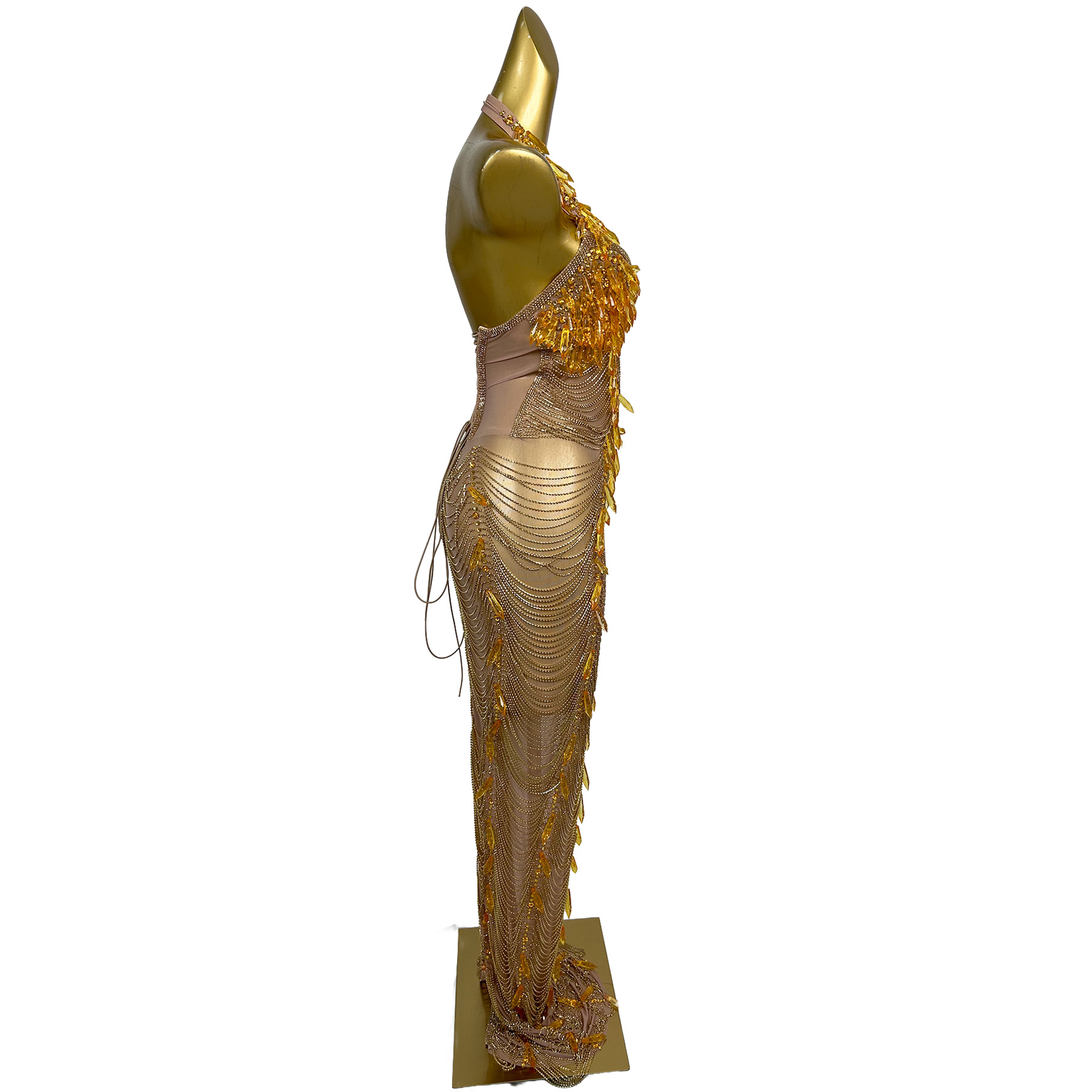 Ailisi Women Luxury Gold Cryst - Maxi Dress Halter reseña y precio