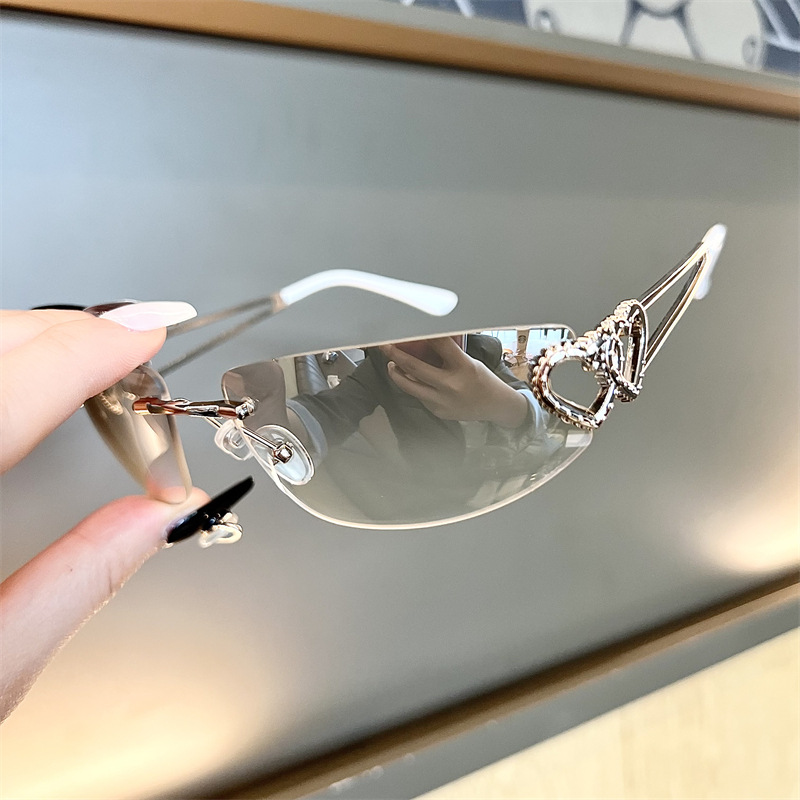 New Oval Cat Eye Frameless Mer - Sunglasses Cat Eye reseña y precio