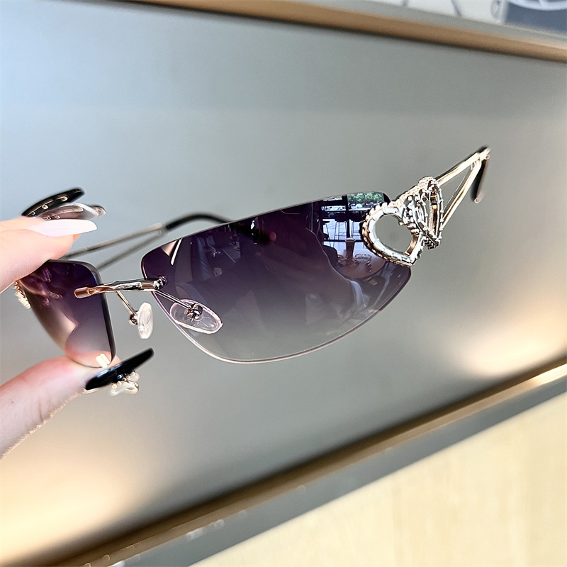 New Oval Cat Eye Frameless Mer - Sunglasses Cat Eye reseña y precio