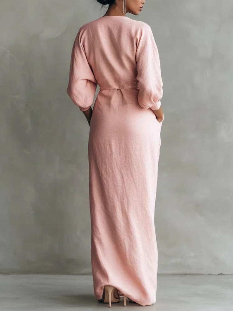 Women Linen Blend Wrap Maxi Dr - Linen Dress Wrap reseña y precio