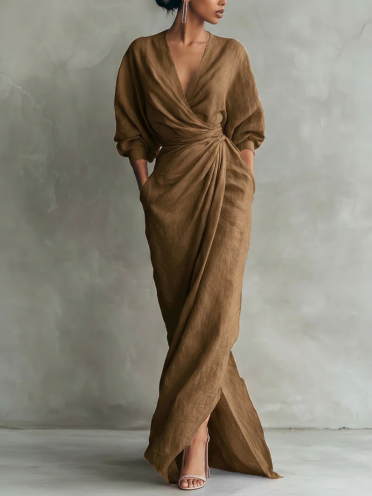 Women Linen Blend Wrap Maxi Dr - Linen Dress Wrap reseña y precio