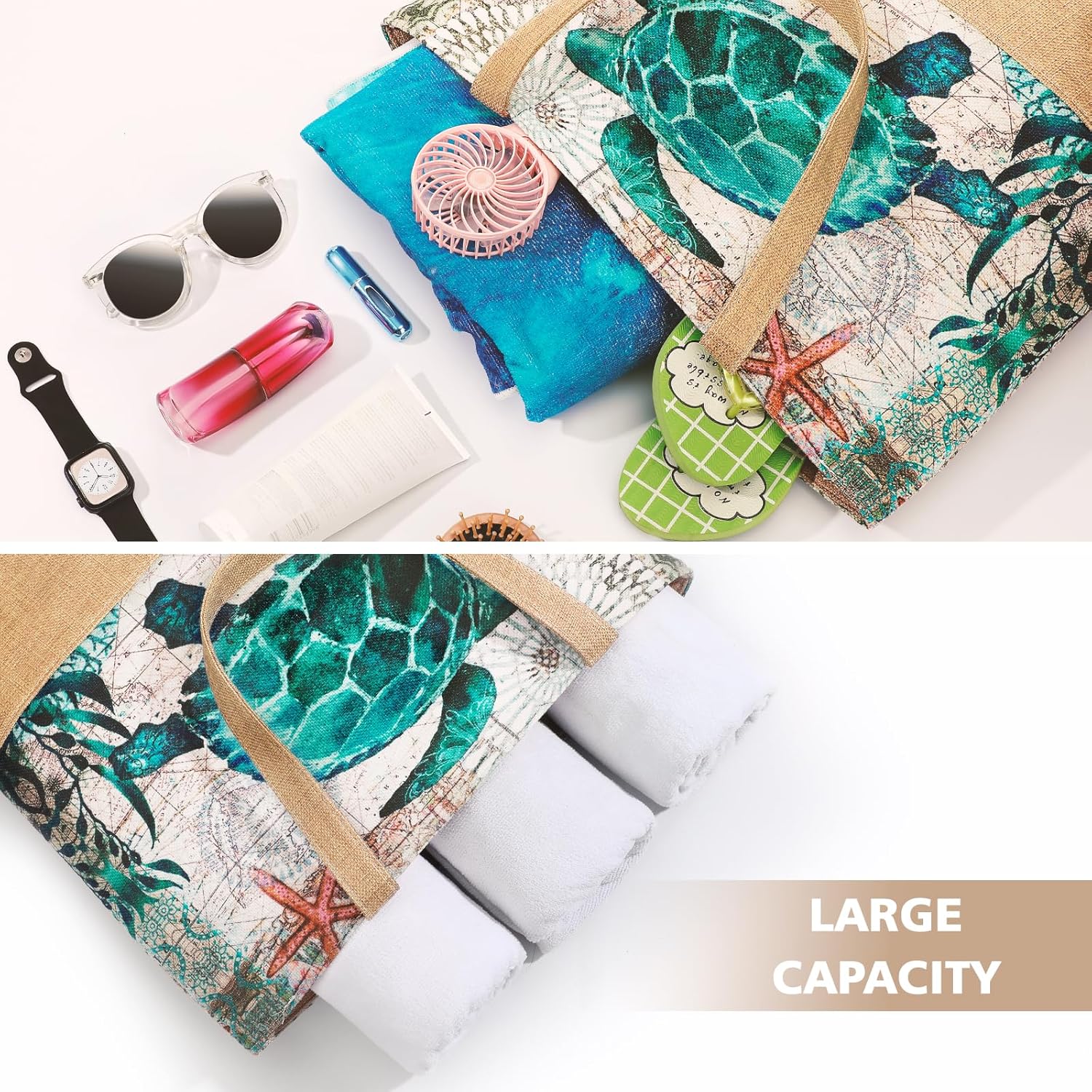 Large Beach Bag for Women with - Tote Bag Beach reseña y precio