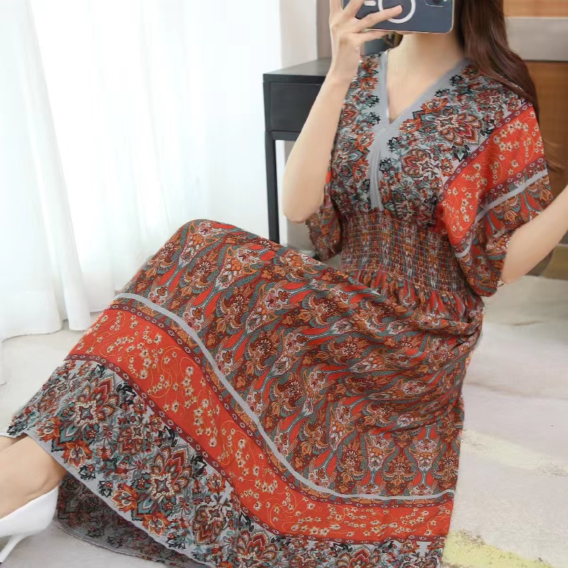Colorful Casual Holiday Dress  - Midi Skirt Floral reseña y precio