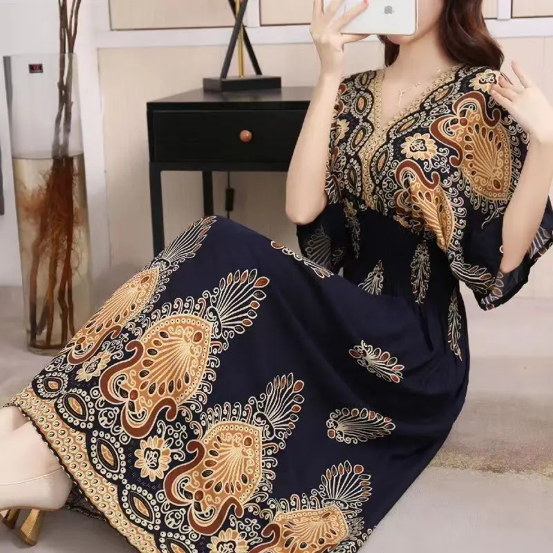 Colorful Casual Holiday Dress  - Midi Skirt Floral reseña y precio