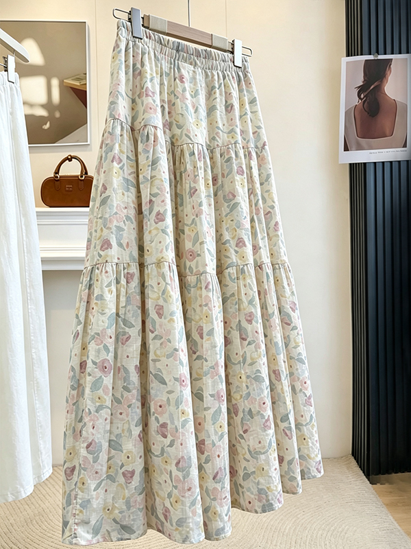 Summer Floral Print A-Line Mid - Midi Skirt Floral reseña y precio