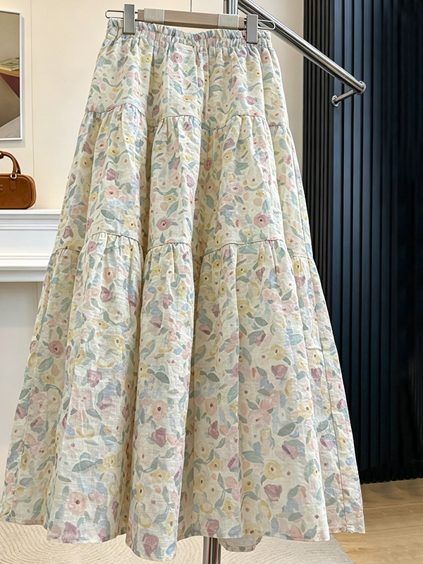 Summer Floral Print A-Line Mid - Midi Skirt Floral reseña y precio