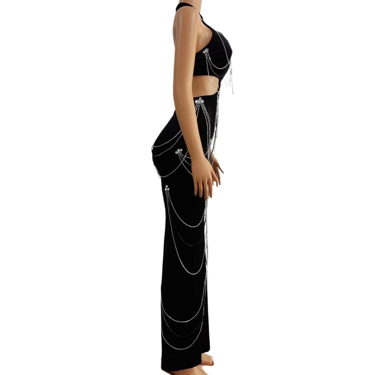 Zuanlianhei Luxury Black Velve - Maxi Dress Halter reseña y precio