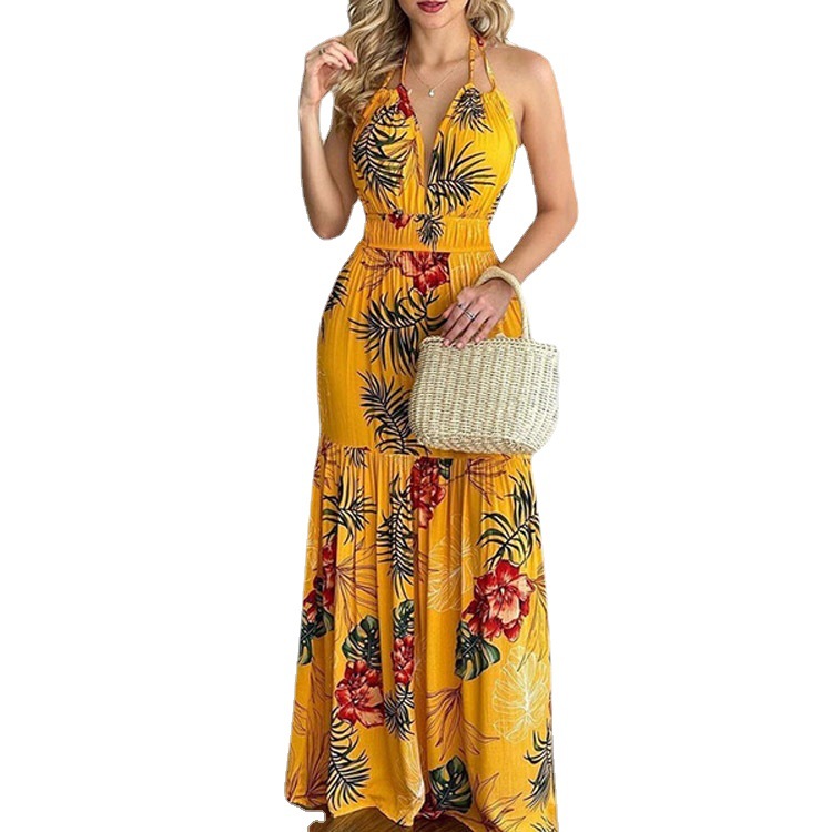 Floral Maxi Dress Long Backles - Maxi Dress Halter reseña y precio