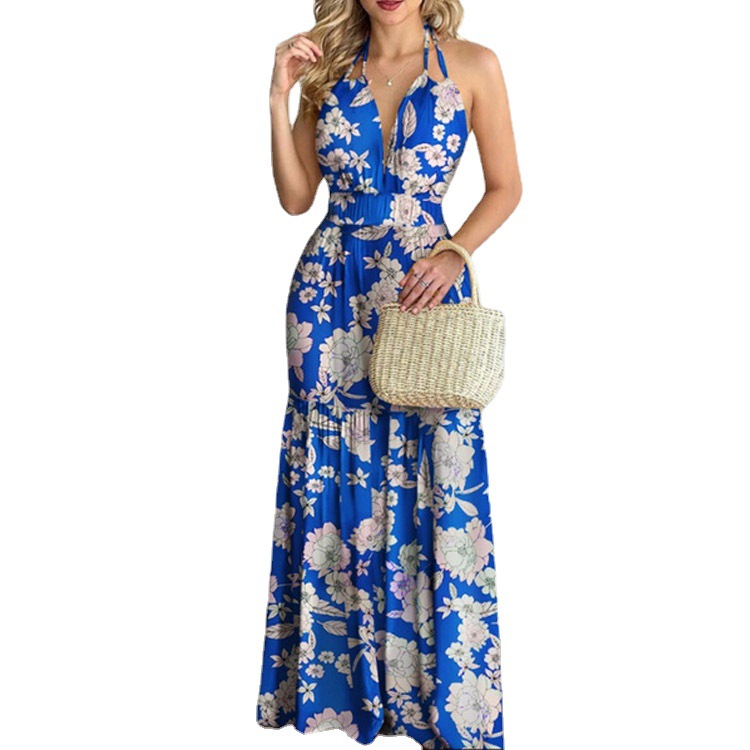 Floral Maxi Dress Long Backles - Maxi Dress Halter reseña y precio