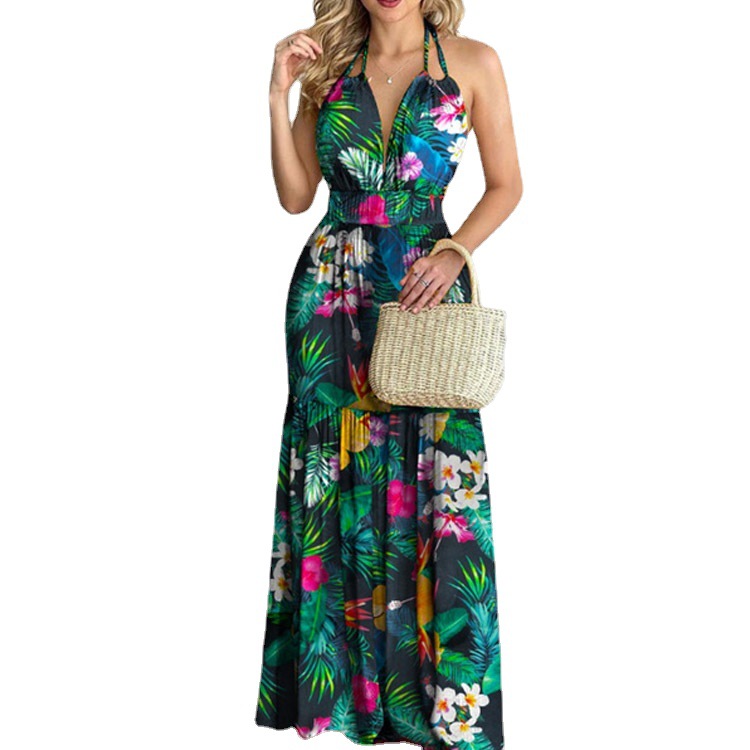 Floral Maxi Dress Long Backles - Maxi Dress Halter reseña y precio