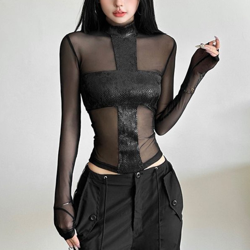 American Style Mesh Long Sleev - Blouse Off Shoulder reseña y precio