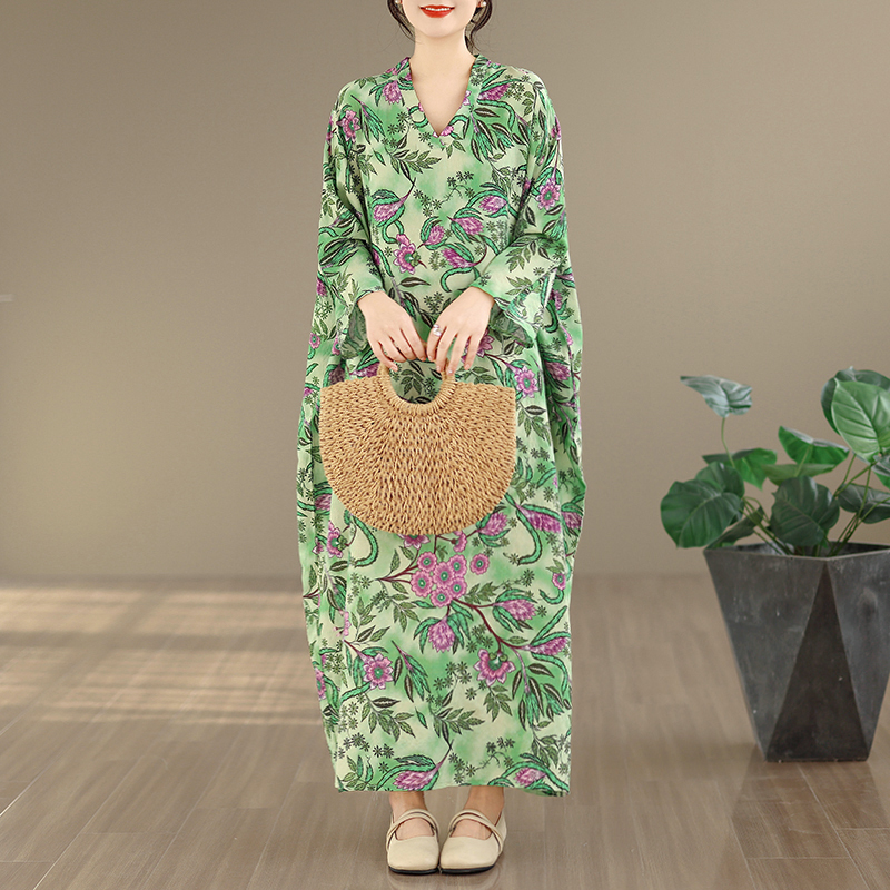 Large Size Floral Print Vacati - Linen Dress Wrap reseña y precio