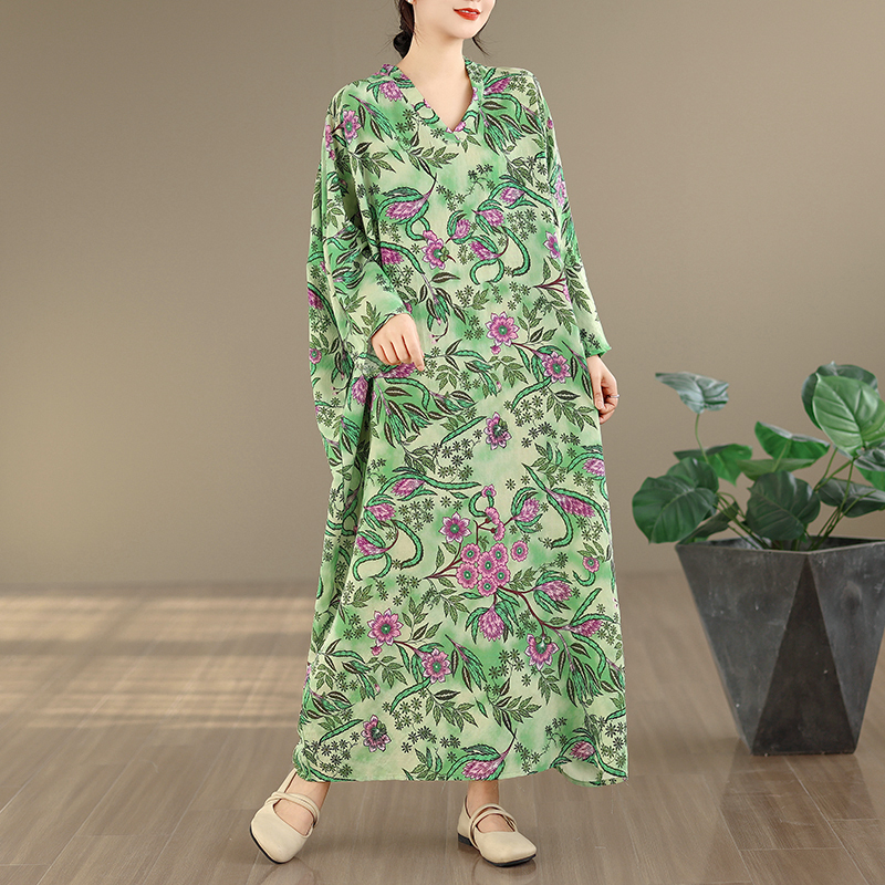 Large Size Floral Print Vacati - Linen Dress Wrap reseña y precio
