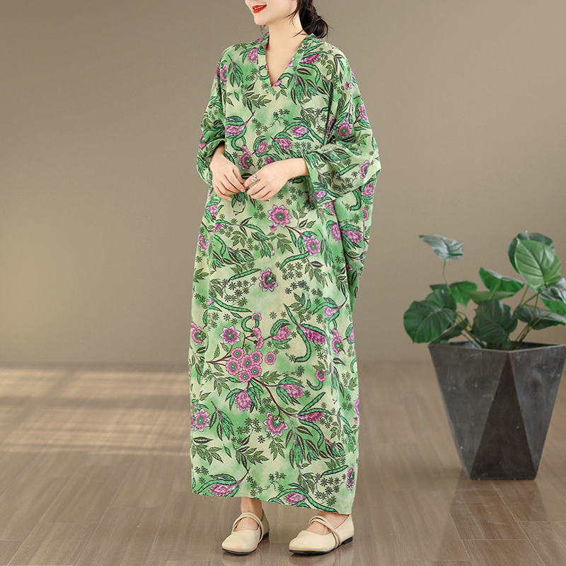 Large Size Floral Print Vacati - Linen Dress Wrap reseña y precio