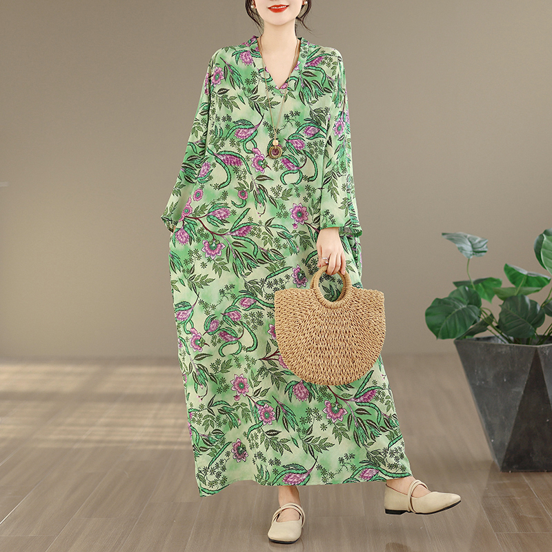 Large Size Floral Print Vacati - Linen Dress Wrap reseña y precio