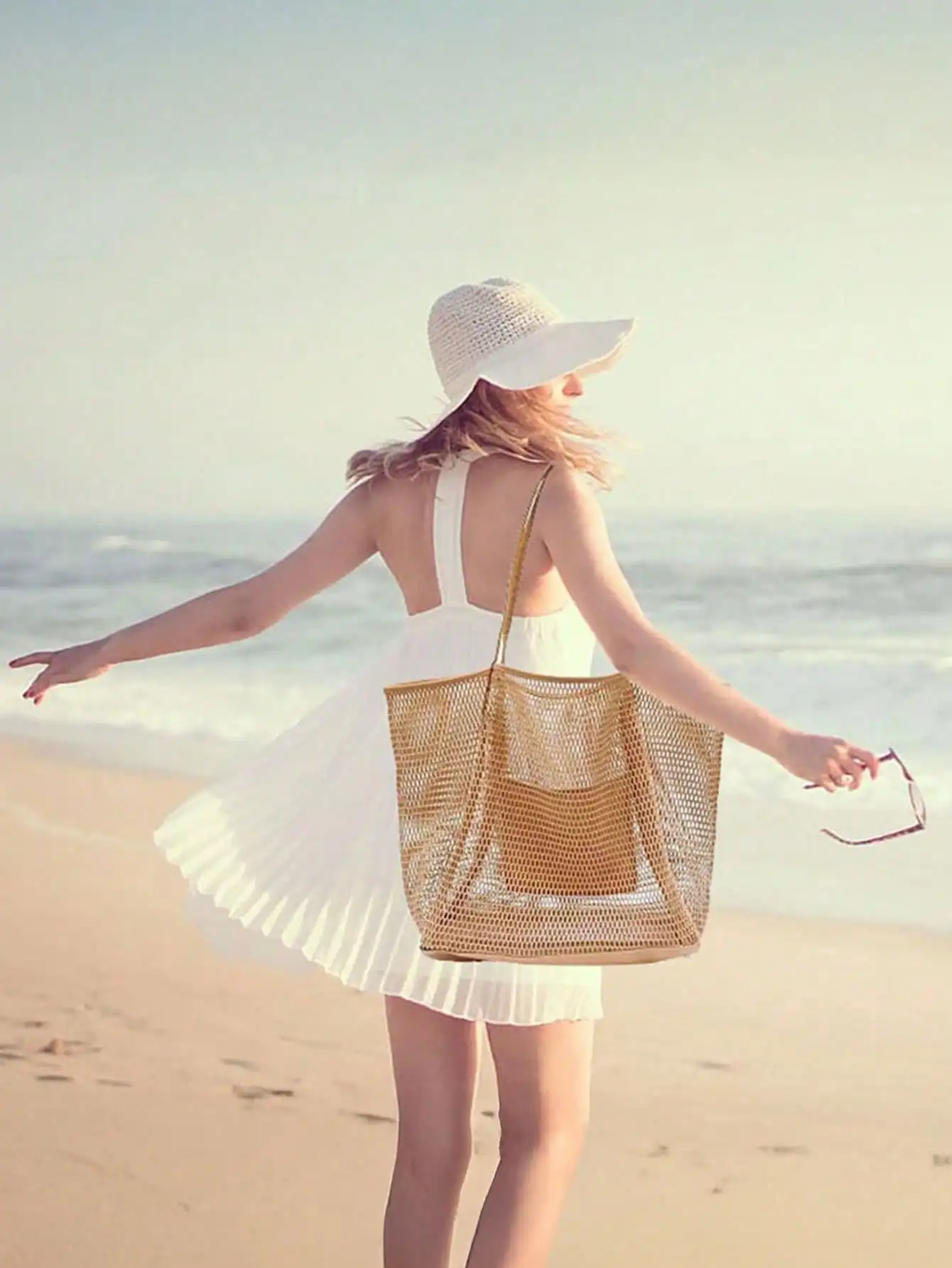 1pc Mesh Beach Tote Bag, Outdo - Tote Bag Beach reseña y precio