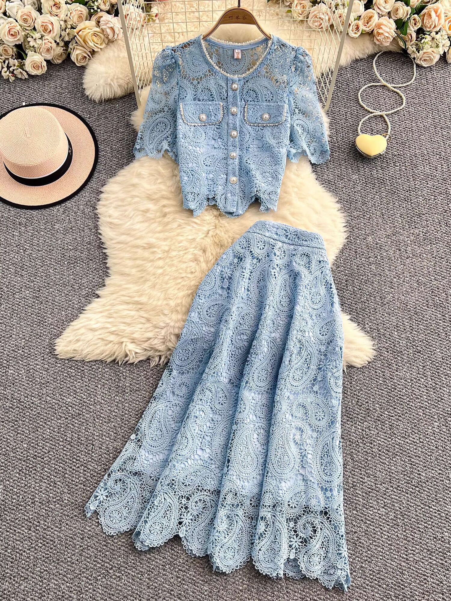 Elegant Pearl Long Dress Suits - Midi Skirt Floral reseña y precio