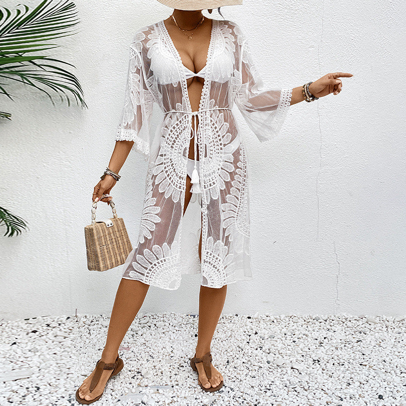 Lace Embroidered Lightweight K - Kimono Sheer Floral reseña y precio