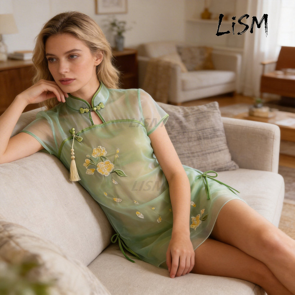 LiSM Women's Cheongsam Pajamas - Kimono Sheer Floral reseña y precio
