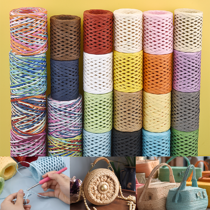 100M Natural Raffia Straw Yarn - Crochet Bag Raffia reseña y precio