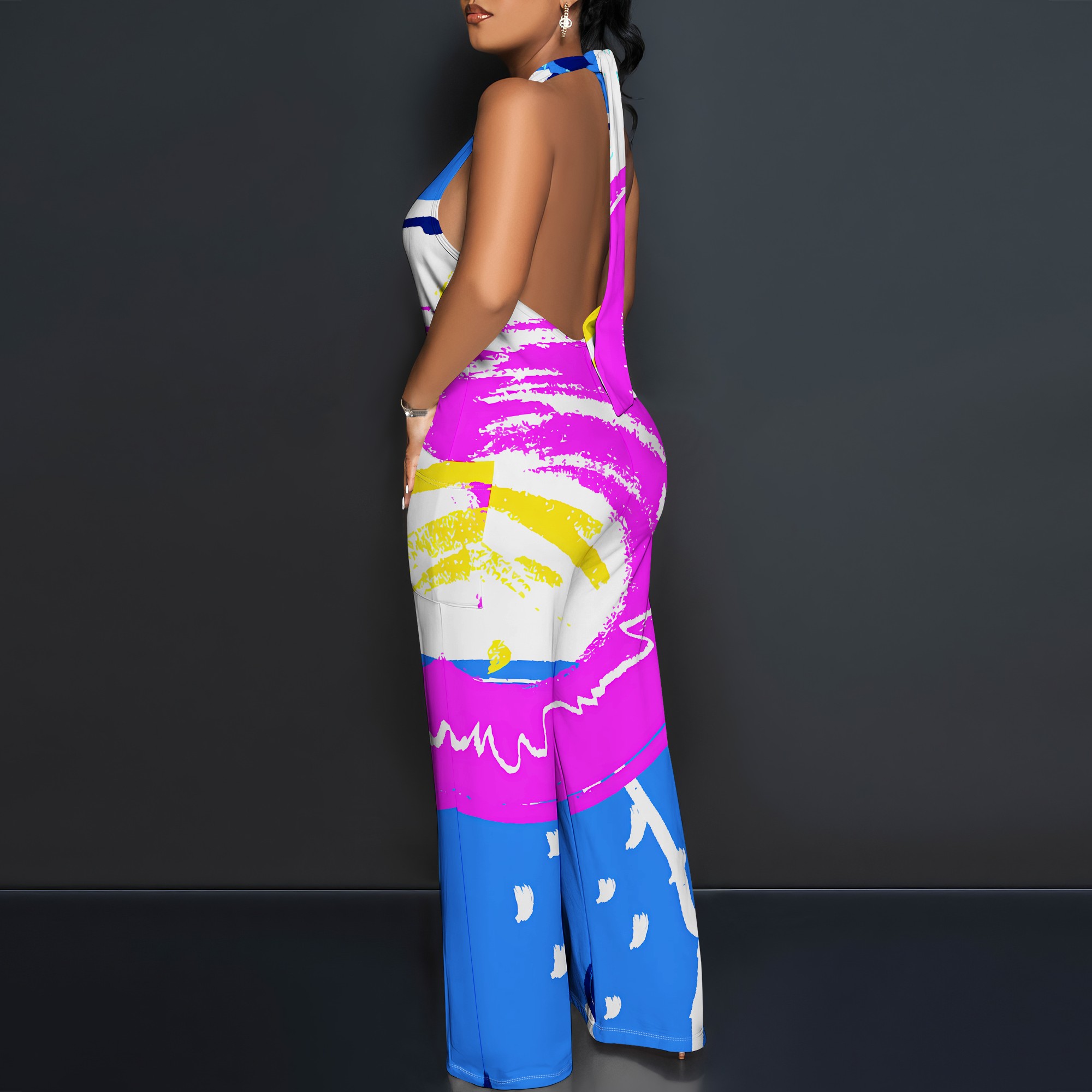 Bold Abstract Brushstroke Halt - Maxi Dress Halter reseña y precio