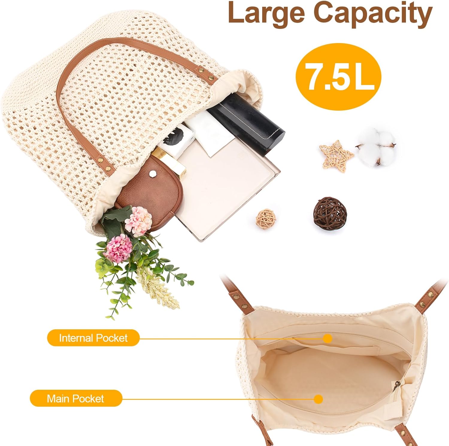 Crochet Beach Bag Purse, Boho  - Tote Bag Beach reseña y precio