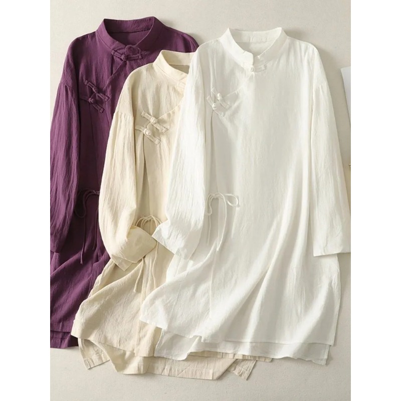 Women's Chinese Style Frog But - Linen Dress Wrap reseña y precio